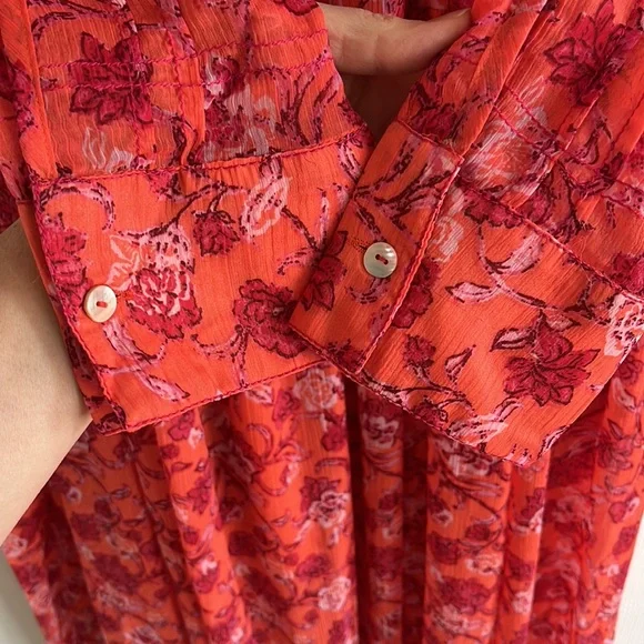 Free People See It Through Dress in Coral Peach Combo Size XS NWT - Picture 11 of 14